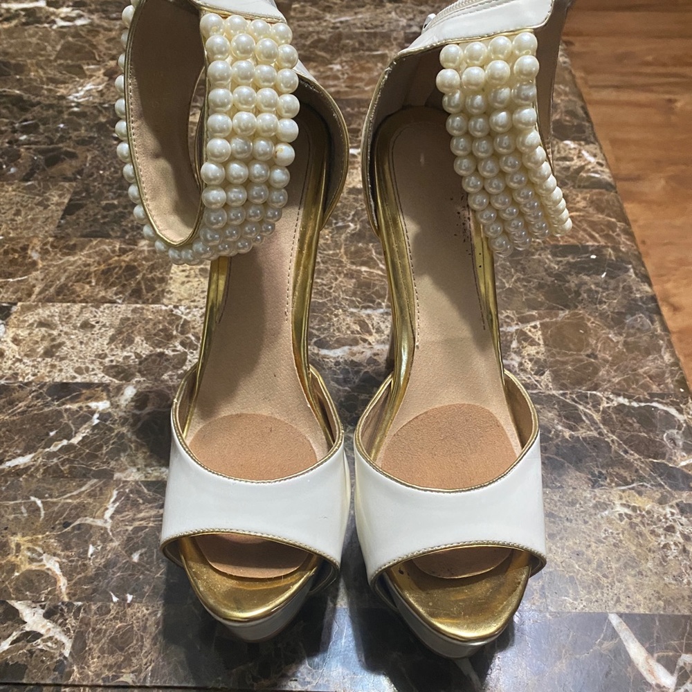 White pat and leather shoes